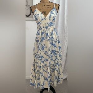 Japna Cotton Flax Blend Corset Style Bodice Maxi Dress Size L